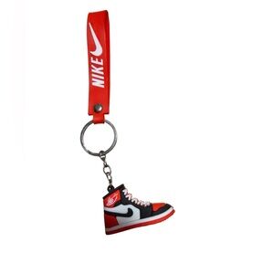 Nike Red, Black & White Sneaker Keychain with Branded Strap